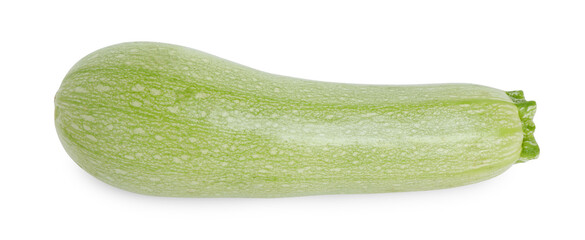 One fresh ripe zucchini isolated on white, top view