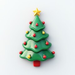 Colorful Christmas Tree with Ornaments and Star  
