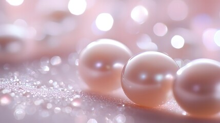 Pearl Droplets on Glowing Surface with Soft Shadows