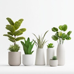Obraz premium variety of indoor plants in modern pots for home decor