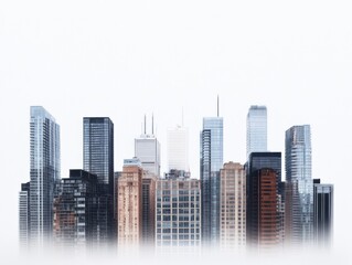 Obraz premium modern city skyline with tall buildings and a foggy atmosphere