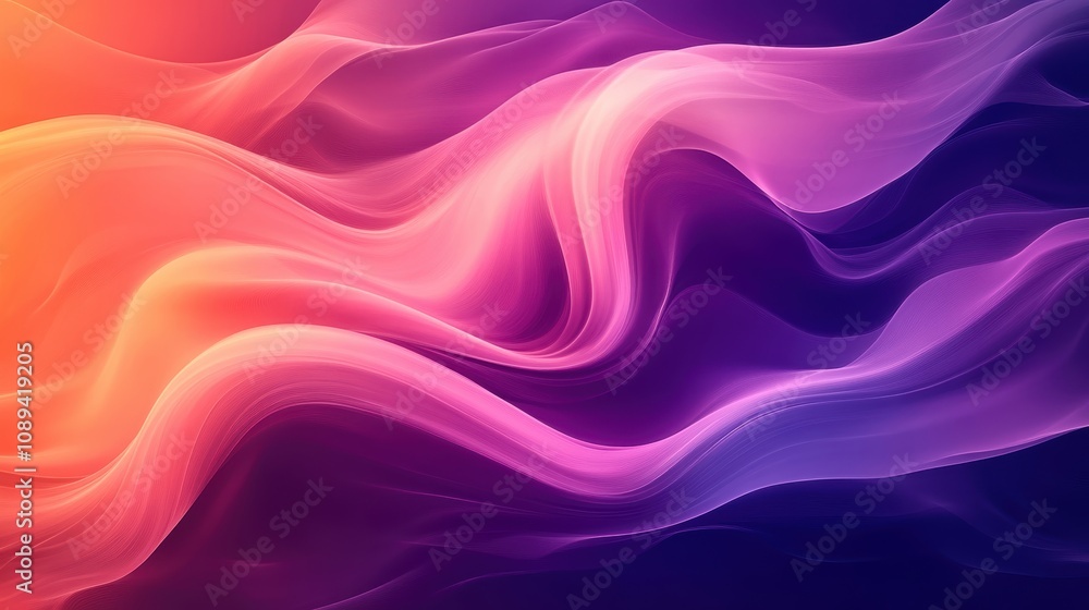 Wall mural abstract flow of colorful waves in purple and orange tones, creating a dynamic and vibrant visual ef