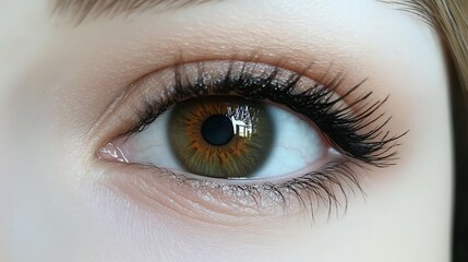 Obraz premium Captivating Green Eyed Gaze Alluring Close Up Beauty Portrait