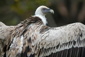Fototapeta premium Vulture with detailed plumage in focus.