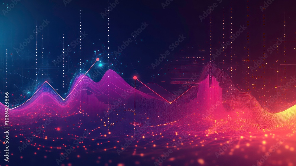 Aufkleber A composition of abstract metrics and indicators charting an upward trajectory, allowing space for text, background image