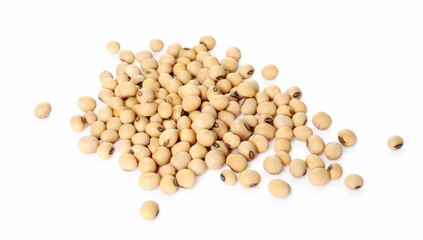 Many raw soy beans isolated on white