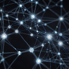 Fototapeta premium 3D Blockchain Network Visualized as Futuristic Digital Connections and Interconnected Nodes