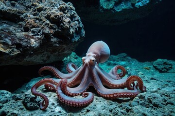 Octopuses Exploring Rocky Caves: An Illustration of Intelligence and Adaptability in Marine Life