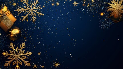 Blue festive background with sparkling snowflakes