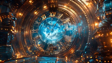 Fototapeta premium Exploring the intricate mechanisms of a time travel device in a futuristic setting
