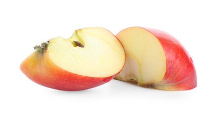 Slices of fresh ripe apple isolated on white