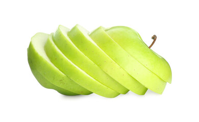 Slices of fresh ripe apple isolated on white