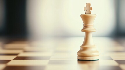 White king chess piece symbolizing strategy, leadership, and decision-making in business and life, standing on a chessboard