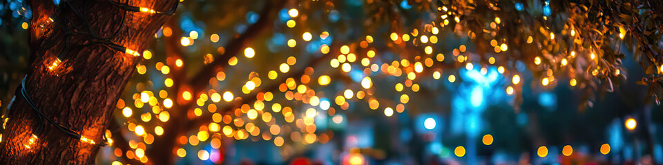 Obraz premium Twinkling Lights: A string of fairy lights, curling around trees and picnic blankets, creating a cozy, festive atmosphere.