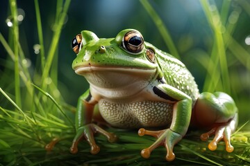 Fototapeta premium Grüner Grasfrosch