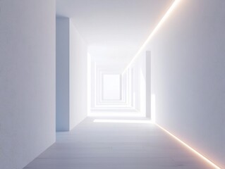Glowing Minimalist Hallway Leading to Clutter Free Living Space Simplicity Journey Concept