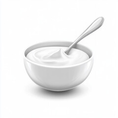Bowl Of Yogurt Isolated