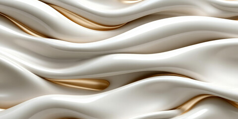 Obraz premium Fluid texture with waves of cream and gold tones on a smooth surface