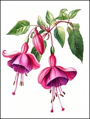 Watercolor Fuchsia Illustration