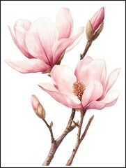 Watercolor Magnolias