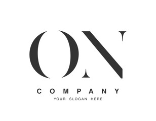 ON logo design. Initial letter o and n serif font style. Creative classic company name typography. Trendy logotype or identity.