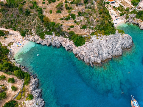 Agriosikia Beach, on the coast of Zakynthos, Greece