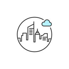 Obraz premium The icon captures the excitement of urban exploration with sleek skyscrapers and lively streets, inviting adventurers to experience the bustling energy and cultural highlights of the city