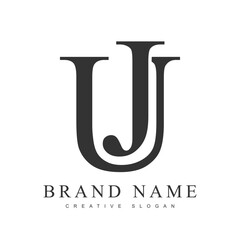 UJ trendy logotype template. Initial letter u and j classic font style. Creative logo for company name or identity.