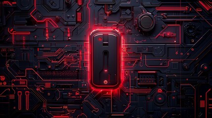 A futuristic digital security lock with intricate neon lights and complex digital patterns representing advanced protection technology and high tech cybersecurity measures