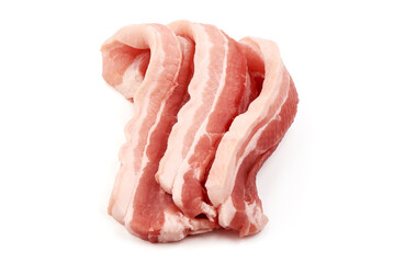 Bacon slices, isolated on white background.