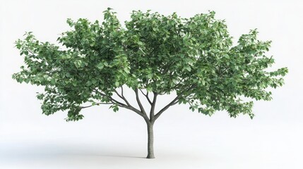 Obraz premium Lush green deciduous tree isolated on white.