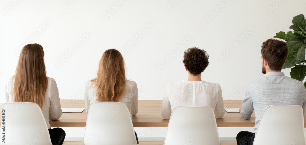 Aufkleber human resources analytics concept. a group of individuals seated at a table, facing away from the vi