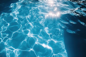 Obraz premium A light blue background with ripples of water, top view