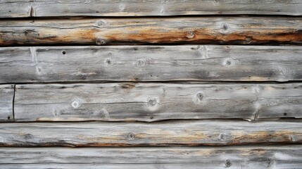 Obraz premium A close-up view of weathered wooden logs arranged horizontally.