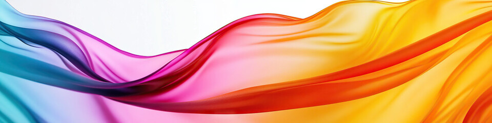 Obraz premium Vibrant Banner Tapestry: A richly hued banner unfurls against a stark white background, close-up shot.