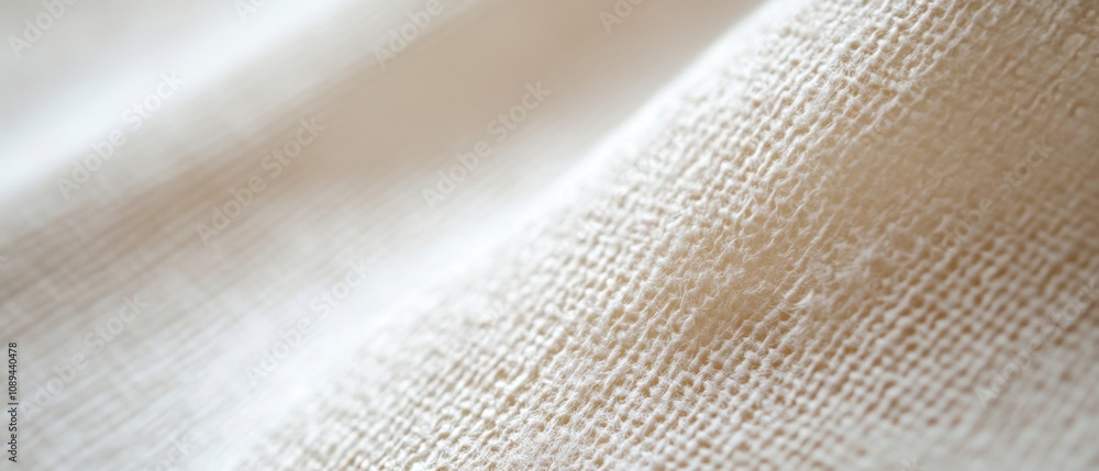 Poster close-up of textured fabric surface displaying natural beige color and subtle weave patterns, ideal 