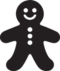 Silhouette of gingerbread man smiling graphic design vector
