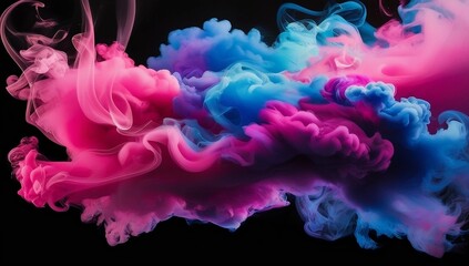 Obraz premium A vibrant multi-hued plume of smoke in pink, blue, and purple.