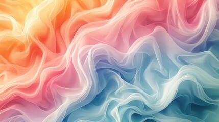 Fototapeta premium Abstract colorful fabric waves, pastel hues, flowing texture.