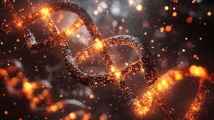 An abstract representation of human cells with glowing genetic markers being edited in real time surrounded by vibrant