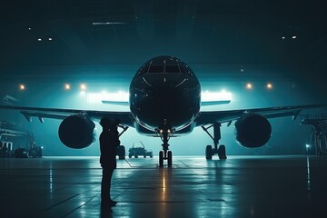 Fototapeta premium Jet Engine Technicians Conducting Essential Aircraft Maintenance Tasks