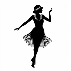 Flapper Silhouette, Illustration Isolated On White Background