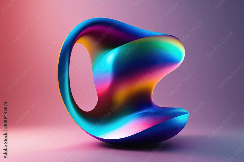 Poster vibrant abstract 3d shape render with colorful gradient background