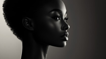 Fototapeta premium Graceful Contours - Classic Black and White Portrait with Rosy Beige Skin on High-Contrast Background