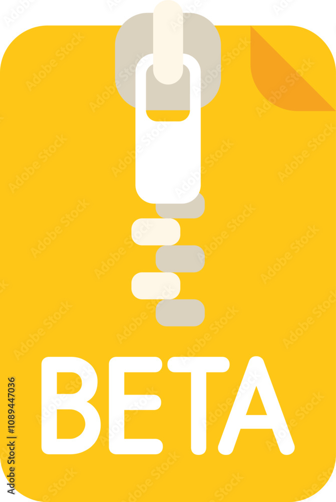 Poster yellow document with zipper representing the beta testing phase of software development