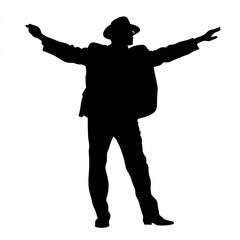 Theatre Actor Silhouette, Illustration Isolated On White Background