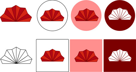 chinese hand fan icon logo design vector template in graphic