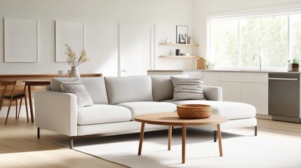 modern living room with a comfortable couch and natural light