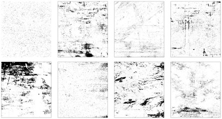 Distressed backdrop illustration vector isolated black on white background. Various distressed backgrounds for your design.