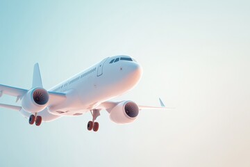 Fototapeta premium airplane flying in a clear sky during sunset